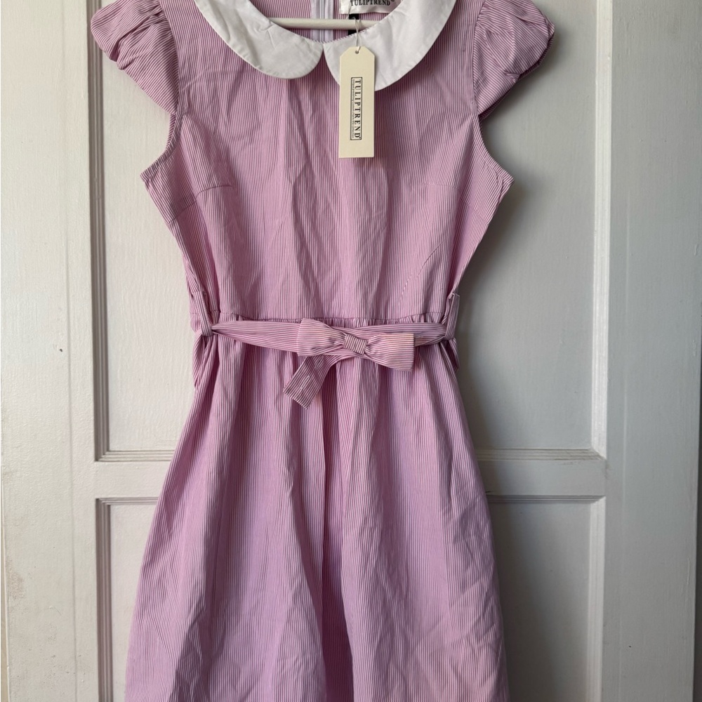 Charming Lilac Kids Dress with White Collar